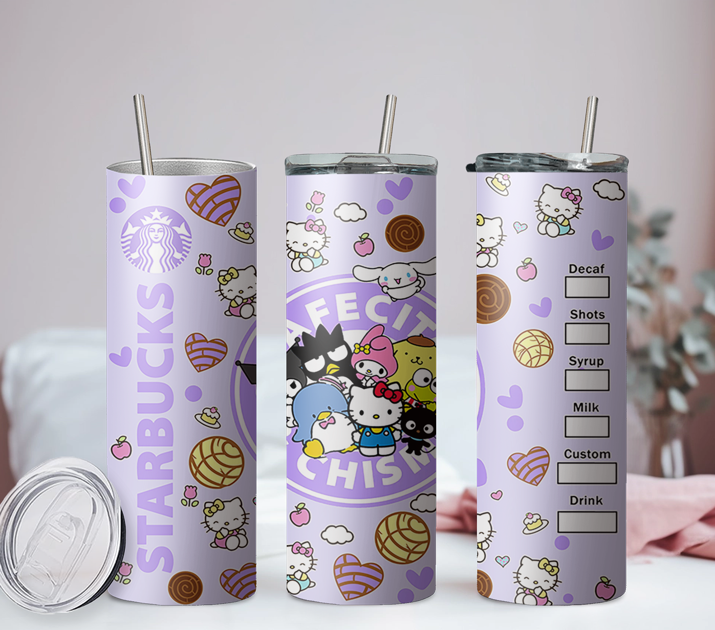 Sanrio Cafecito Cute Kawaii Anime 20oz Tumbler with Straw and Lid