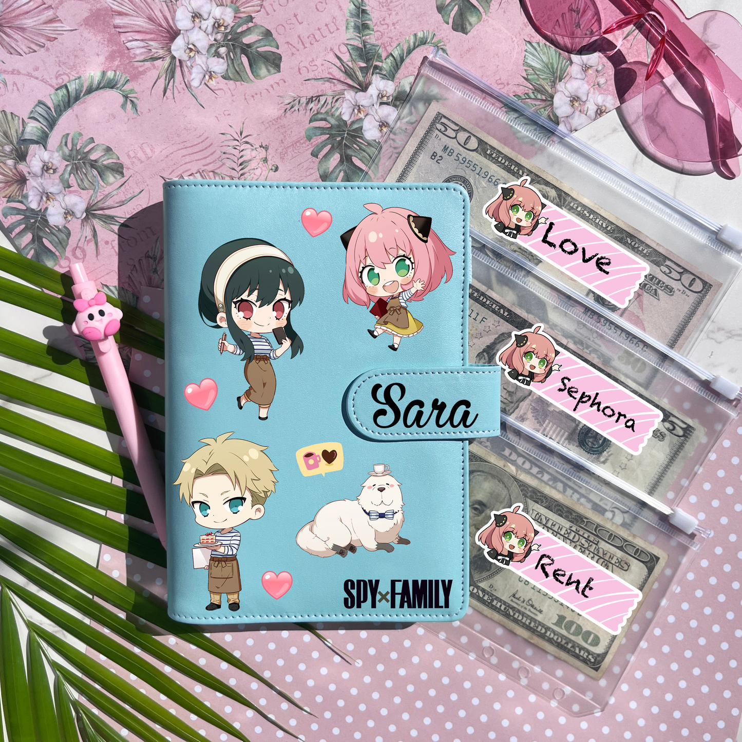 Spy X Family Personalized Budget Binder with cash envelopes/ label sticker