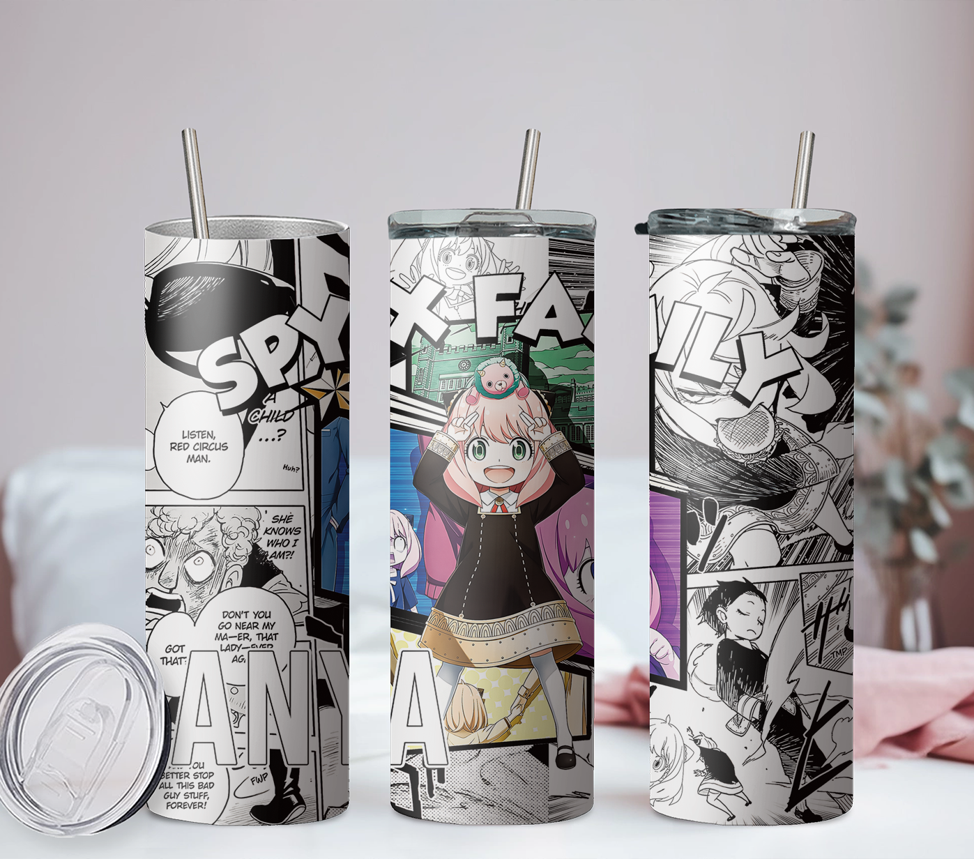 Spy X family Anya Kawaii Anime 20oz Tumbler with Straw and Lid