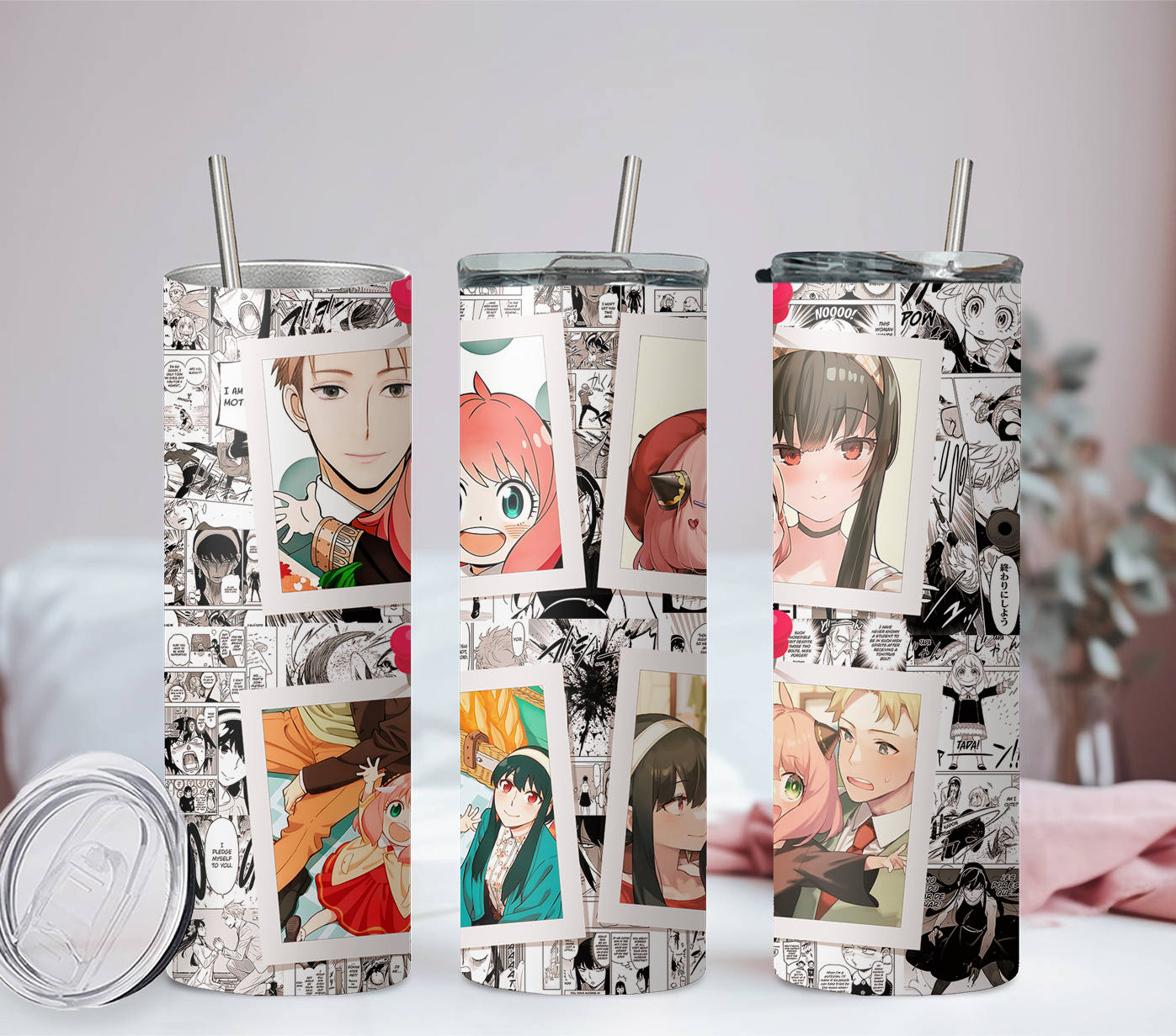 Spy X family Kawaii Anime 20oz Tumbler with Straw and Lid