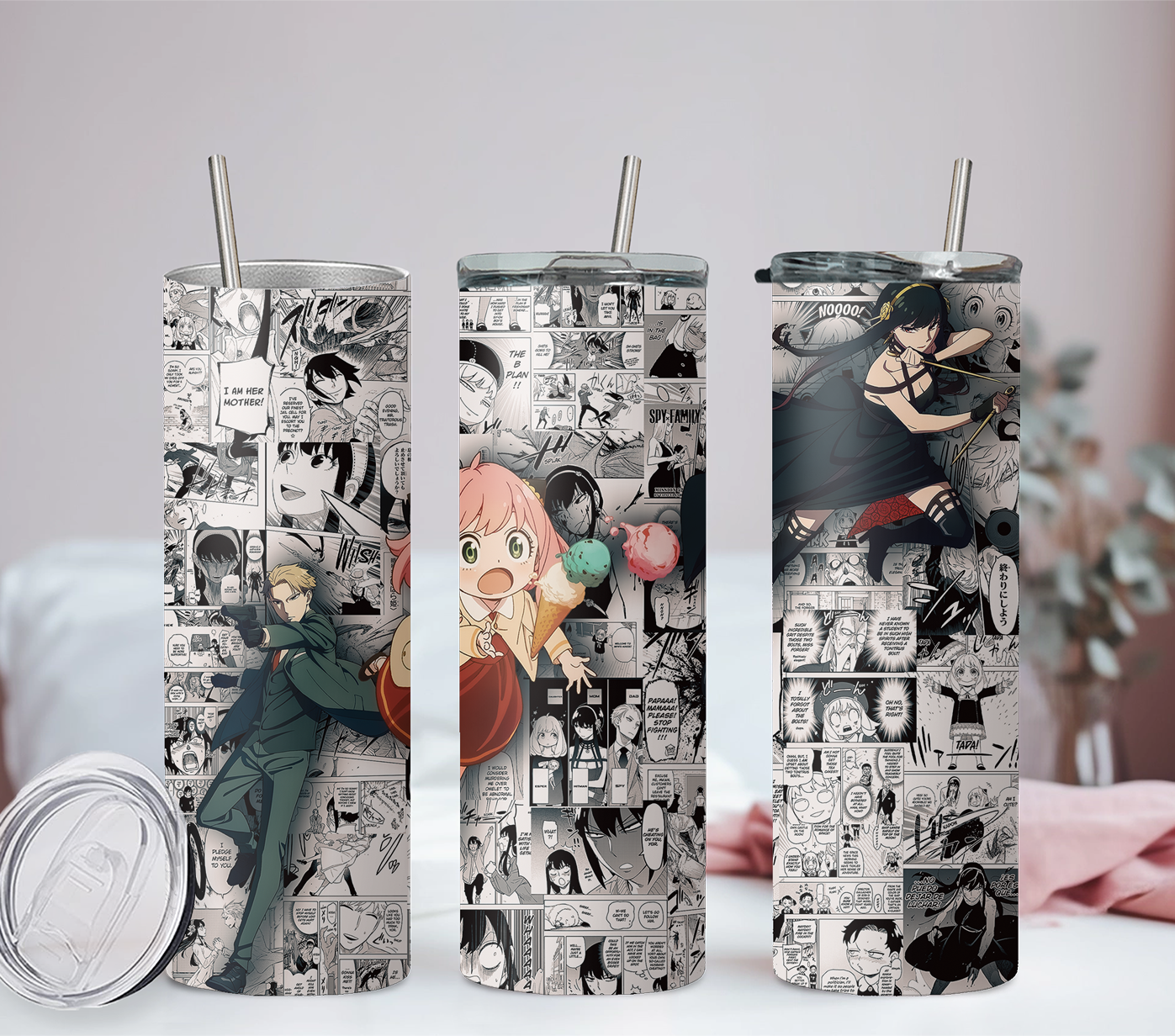 Spy X family Kawaii Anime 20oz Tumbler with Straw and Lid