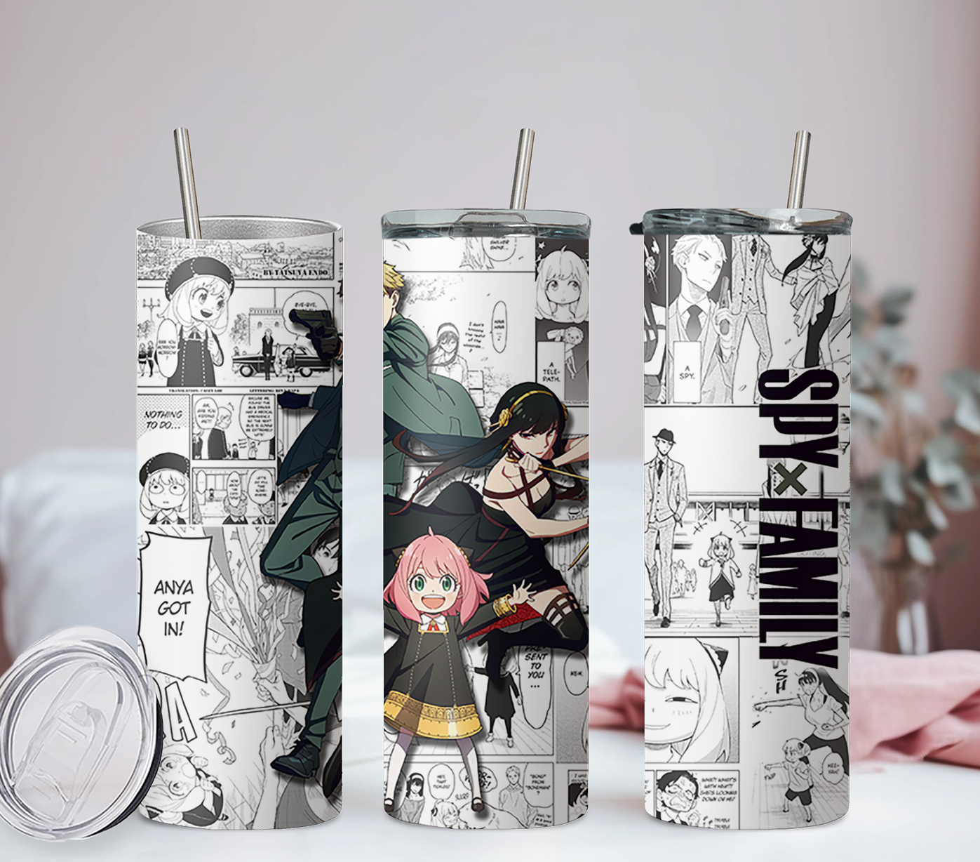 Spy X family Kawaii Anime 20oz Tumbler with Straw and Lid