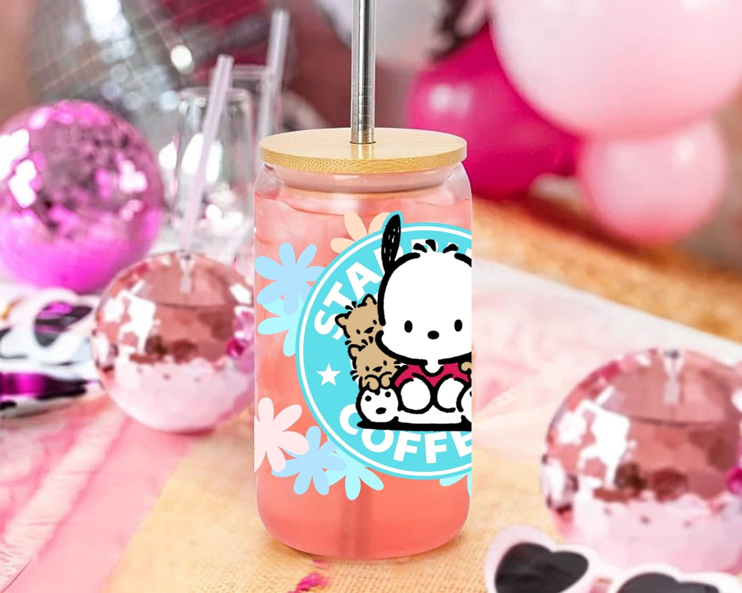 UVDTF Sanrio Anime Cup Wrap, Ready to Use Glass Cup UVDTF transfers for Glass Can | Ready to Apply UVDTF wraps for Libbey Glass