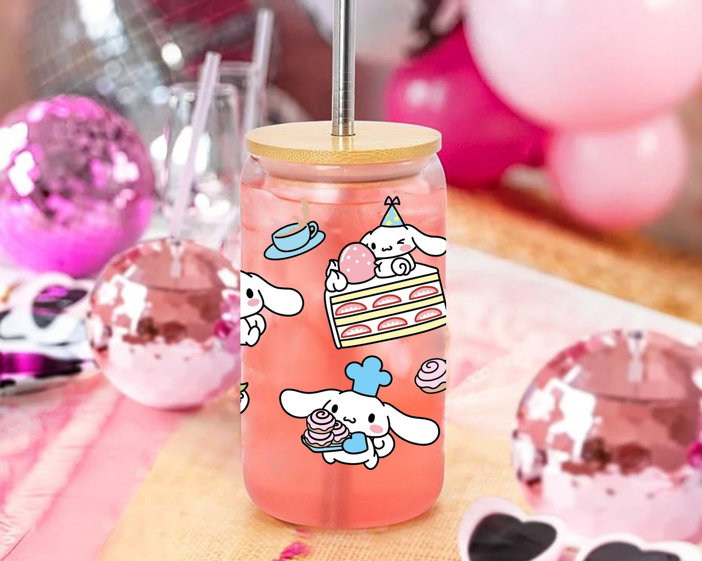 UVDTF Sanrio Anime Cup Wrap, Ready to Use Glass Cup UVDTF transfers for Glass Can | Ready to Apply UVDTF wraps for Libbey Glass