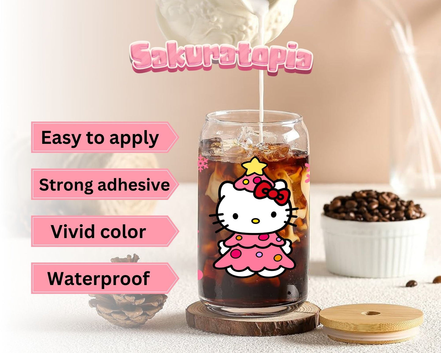 UVDTF Sanrio Anime Cup Wrap, Ready to Use Glass Cup Wrap for Glass Can | Ready to Apply UVDTF, UVDTF Transfers