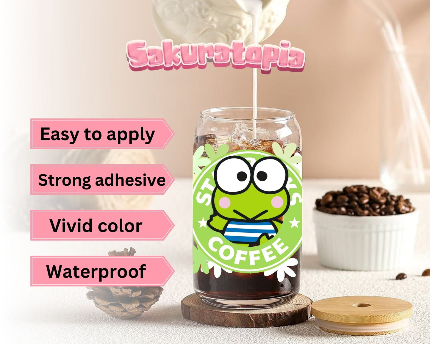 UVDTF Sanrio Anime Cup Wrap, Ready to Use Glass Cup Wrap for Glass Can | Ready to Apply UVDTF, UVDTF Transfers