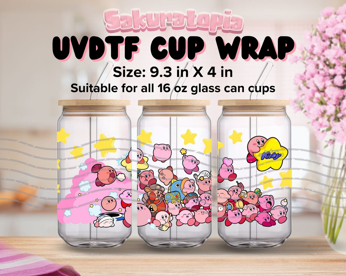 UVDTF Anime Cup Wrap, Ready to Use Glass Cup Wrap for Glass Can | Ready to Apply UVDTF, UVDTF Transfers