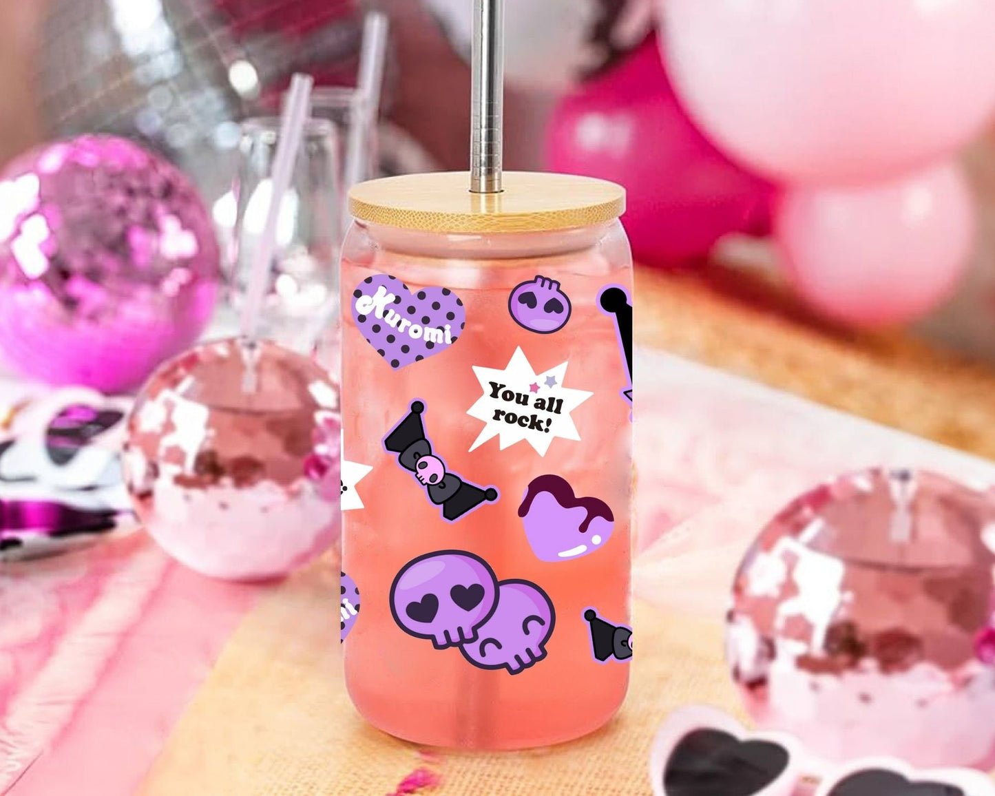 UVDTF Sanrio Anime Cup Wrap, Ready to Use Glass Cup Wrap for Glass Can | Ready to Apply UVDTF, UVDTF Transfers