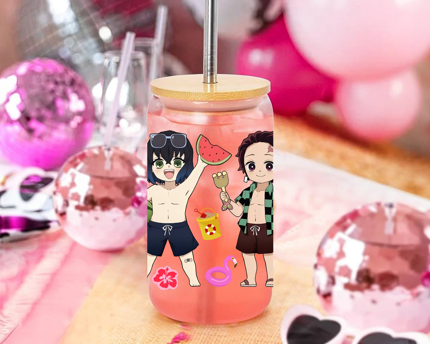 UVDTF Anime Cup Wrap, Ready to Use Glass Cup UVDTF transfers for Glass Can | Ready to Apply UVDTF wraps for Libbey Glass