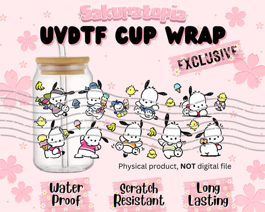 UVDTF Sanrio Anime Cup Wrap, Ready to Use Glass Cup UVDTF transfers for Glass Can | Ready to Apply UVDTF wraps for Libbey Glass