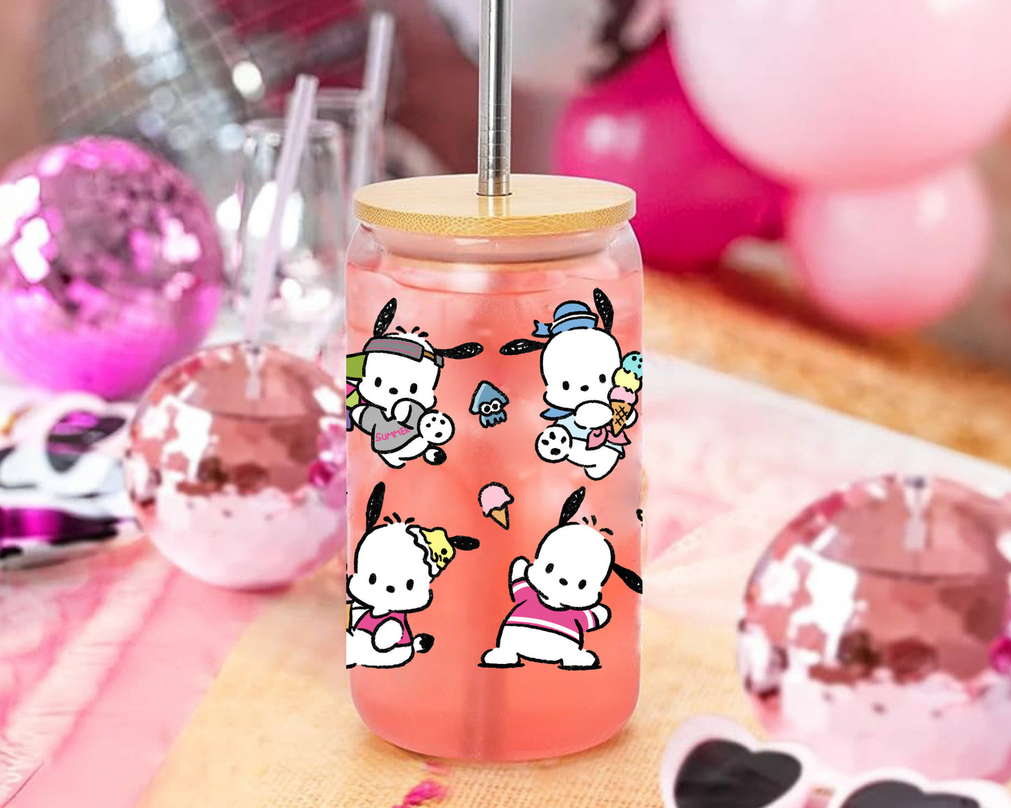 UVDTF Sanrio Anime Cup Wrap, Ready to Use Glass Cup UVDTF transfers for Glass Can | Ready to Apply UVDTF wraps for Libbey Glass