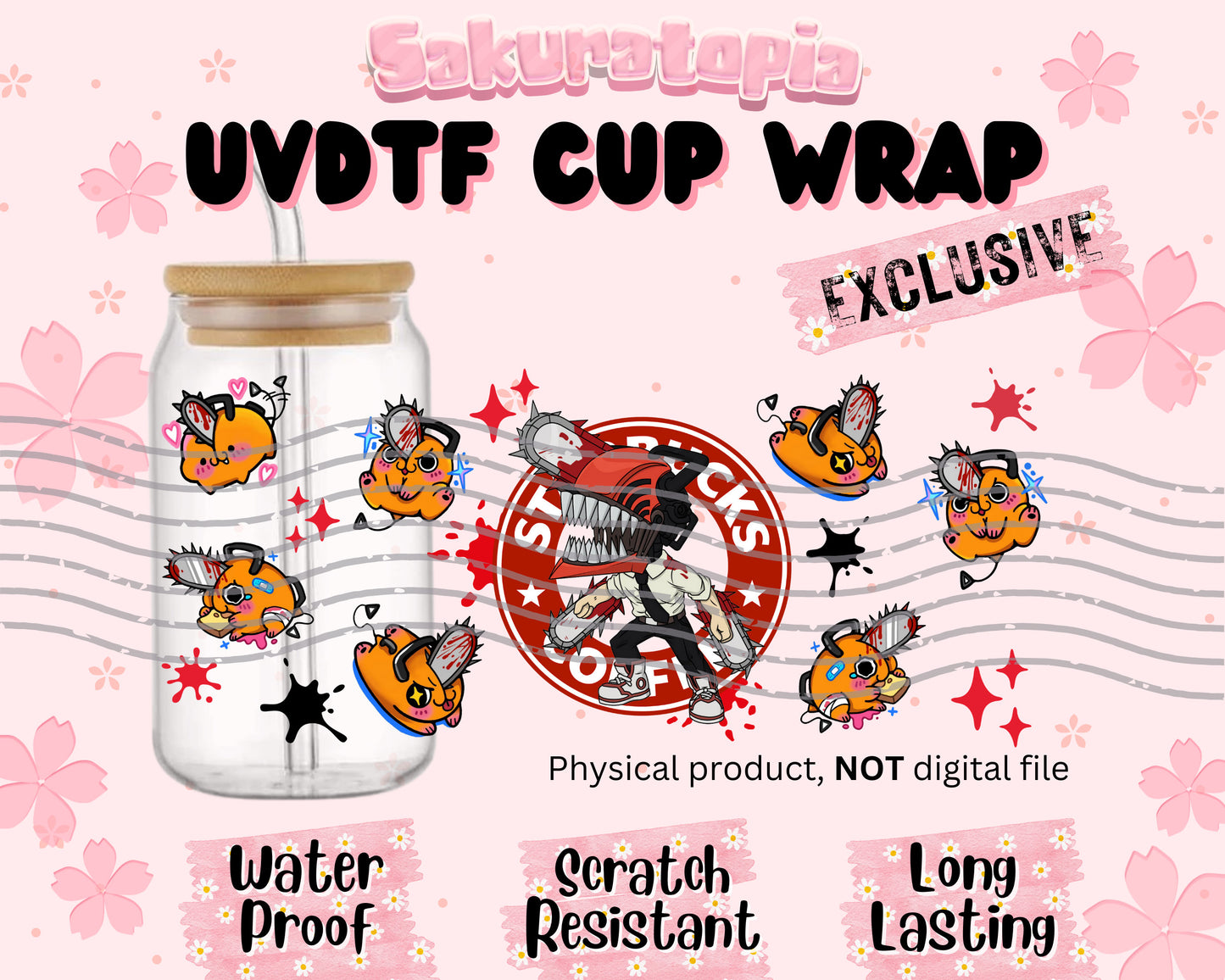 UVDTF Anime Cup Wrap, Ready to Use Glass Cup UVDTF transfers for Glass Can | Ready to Apply UVDTF wraps for Libbey Glass