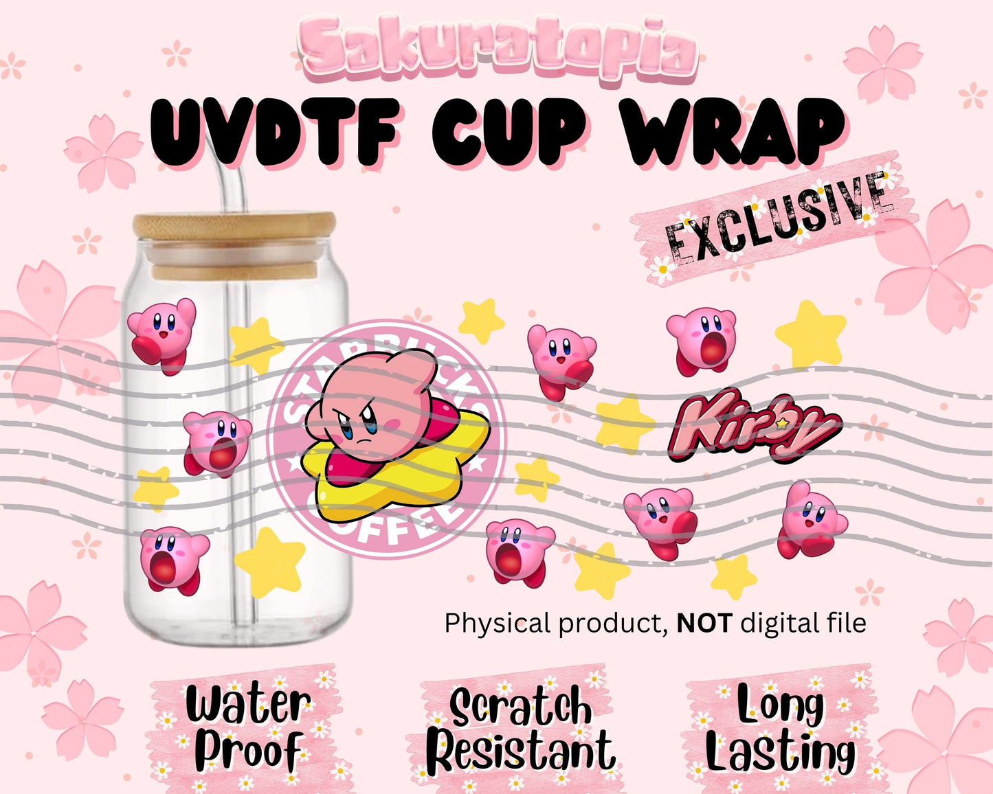 UVDTF Anime Cup Wrap, Ready to Use Glass Cup UVDTF transfers for Glass Can | Ready to Apply UVDTF wraps for Libbey Glass