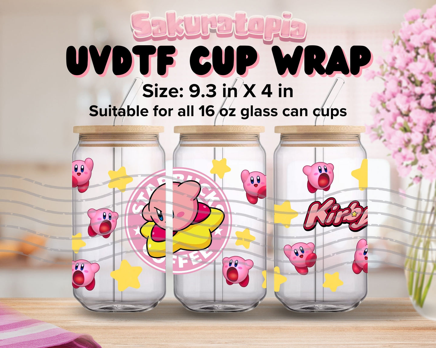 UVDTF Anime Cup Wrap, Ready to Use Glass Cup UVDTF transfers for Glass Can | Ready to Apply UVDTF wraps for Libbey Glass