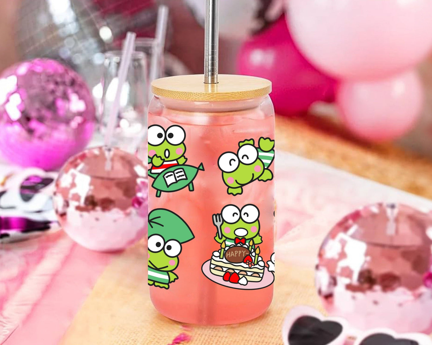 UVDTF Sanrio Anime Cup Wrap, Ready to Use Glass Cup UVDTF transfers for Glass Can | Ready to Apply UVDTF wraps for Libbey Glass