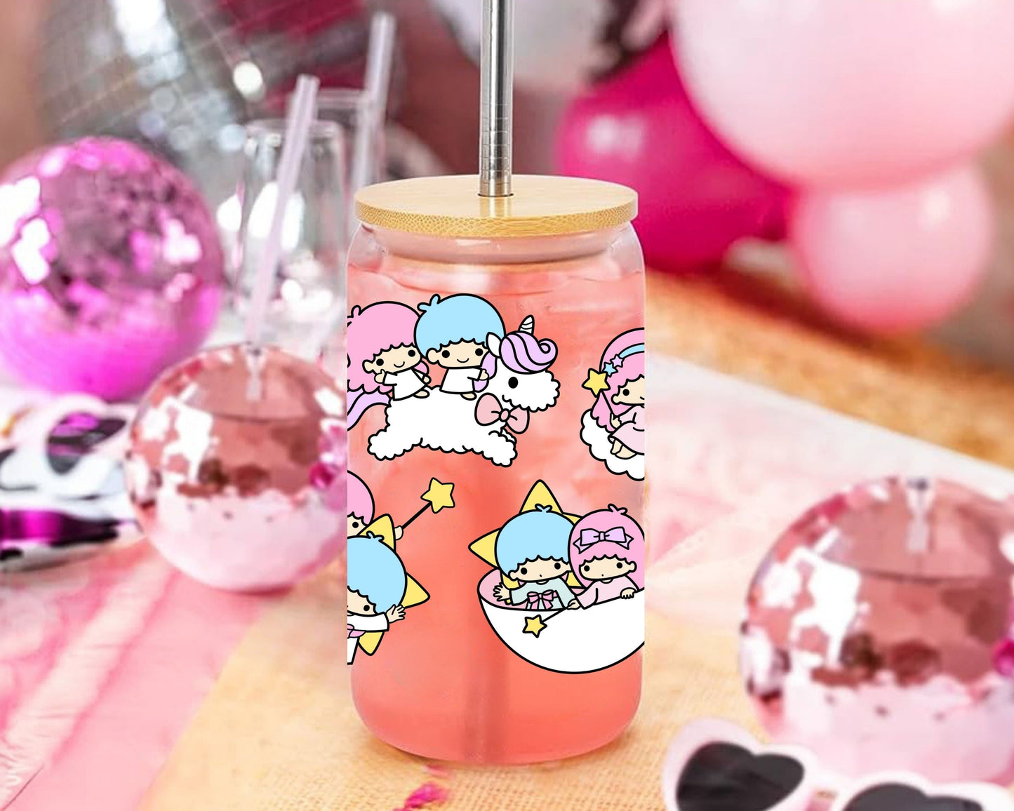 UVDTF Sanrio Anime Cup Wrap, Ready to Use Glass Cup UVDTF transfers for Glass Can | Ready to Apply UVDTF wraps for Libbey Glass