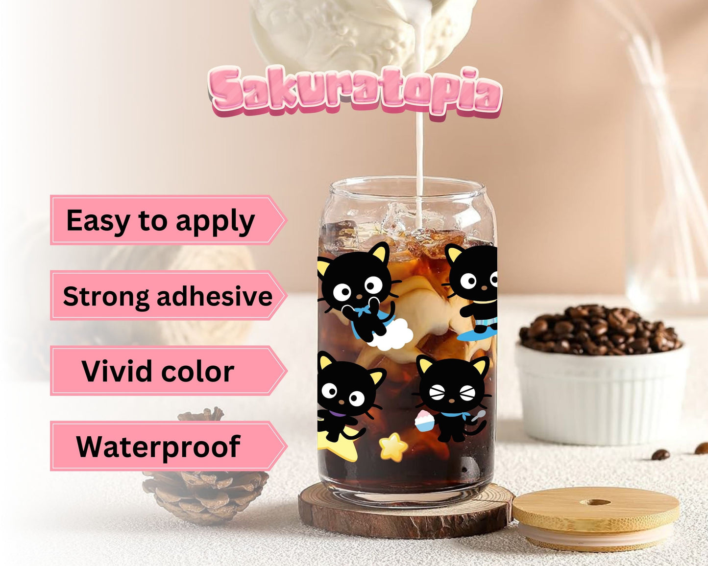UVDTF Anime Cup Wrap, Ready to Use Glass Cup UVDTF transfers for Glass Can | Ready to Apply UVDTF wraps for Libbey Glass