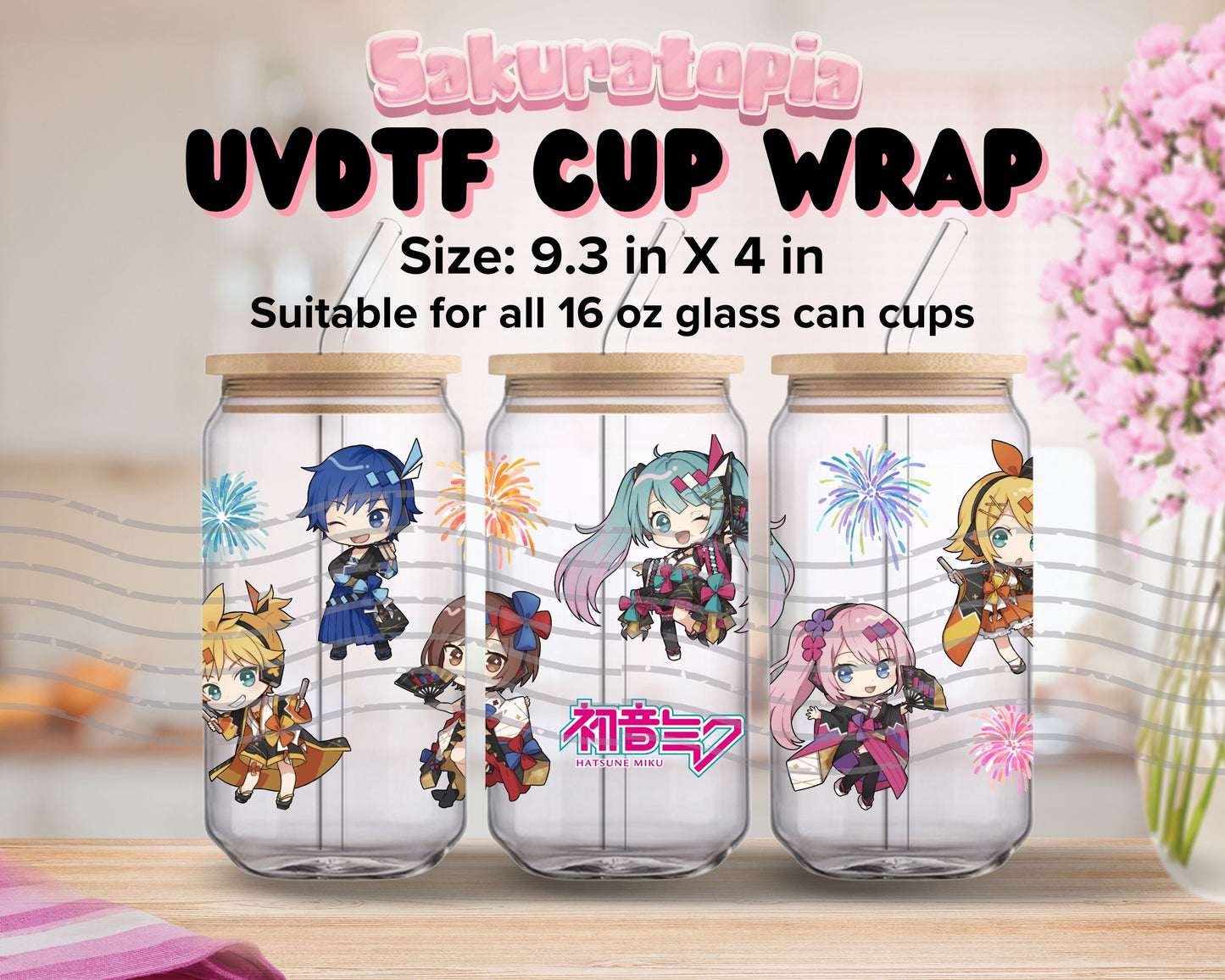 UVDTF Anime Cup Wrap, Ready to Use Glass Cup Wrap for Glass Can | Ready to Apply UVDTF, UVDTF Transfers