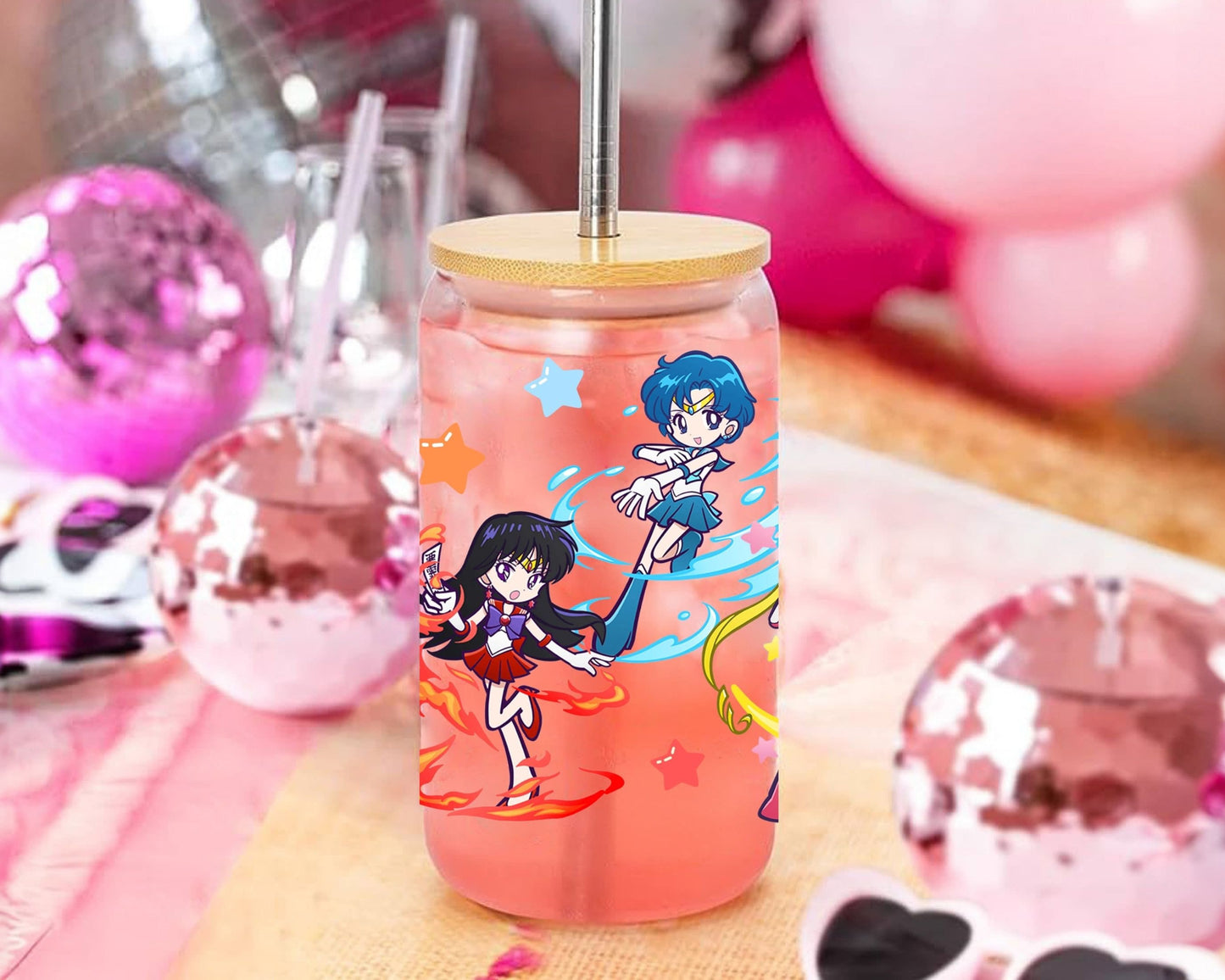 UVDTF Anime Cup Wrap, Ready to Use Glass Cup UVDTF transfers for Glass Can | Ready to Apply UVDTF wraps for Libbey Glass