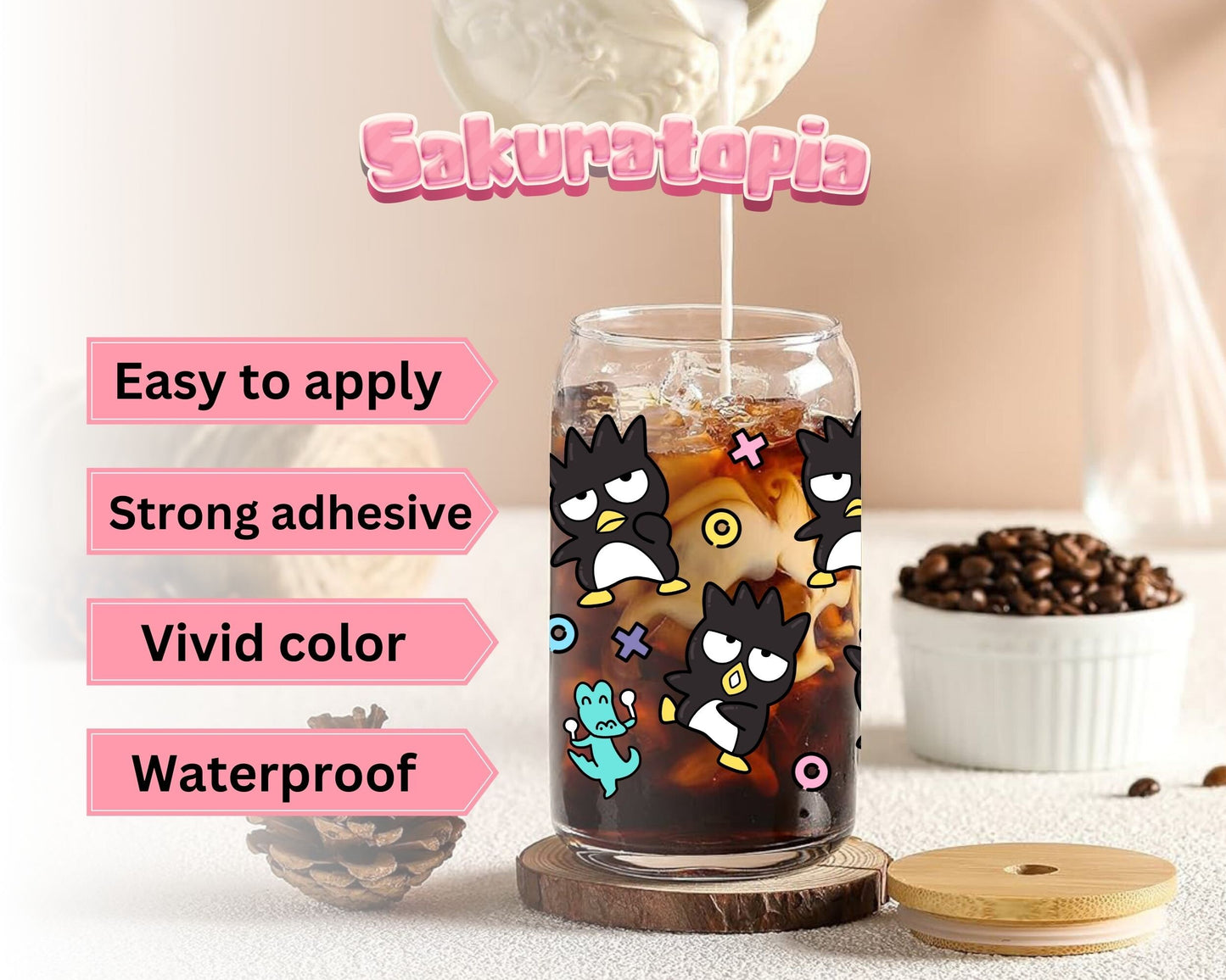 UVDTF Sanrio Anime Cup Wrap, Ready to Use Glass Cup Wrap for Glass Can | Ready to Apply UVDTF, UVDTF Transfers