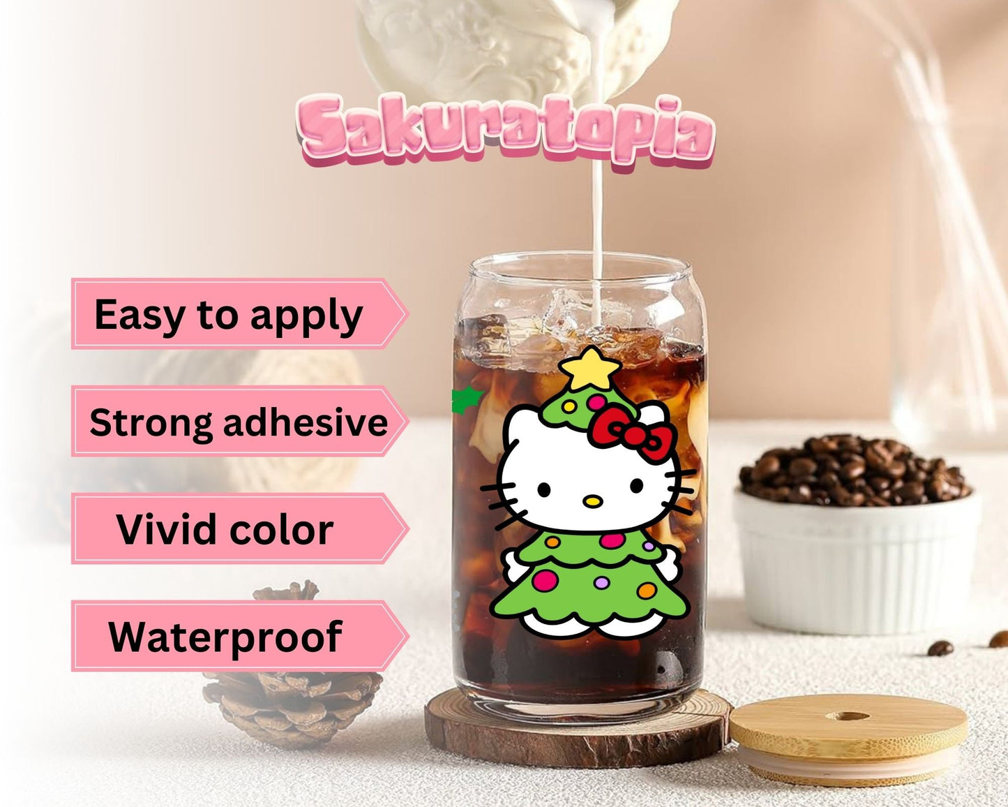 UVDTF Sanrio Anime Cup Wrap, Ready to Use Glass Cup Wrap for Glass Can | Ready to Apply UVDTF, UVDTF Transfers