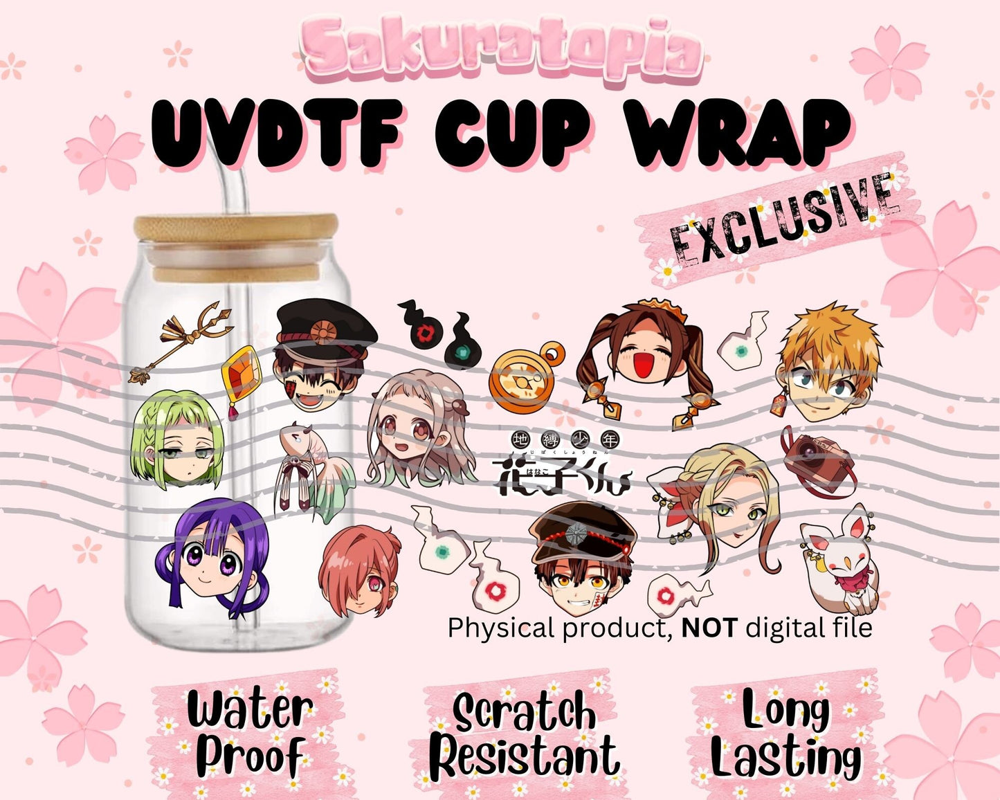 UVDTF Anime Cup Wrap, Ready to Use Glass Cup Wrap for Glass Can | Ready to Apply UVDTF, UVDTF Transfers