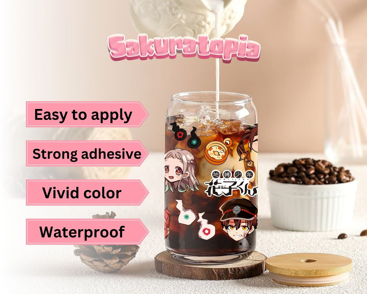 UVDTF Anime Cup Wrap, Ready to Use Glass Cup Wrap for Glass Can | Ready to Apply UVDTF, UVDTF Transfers