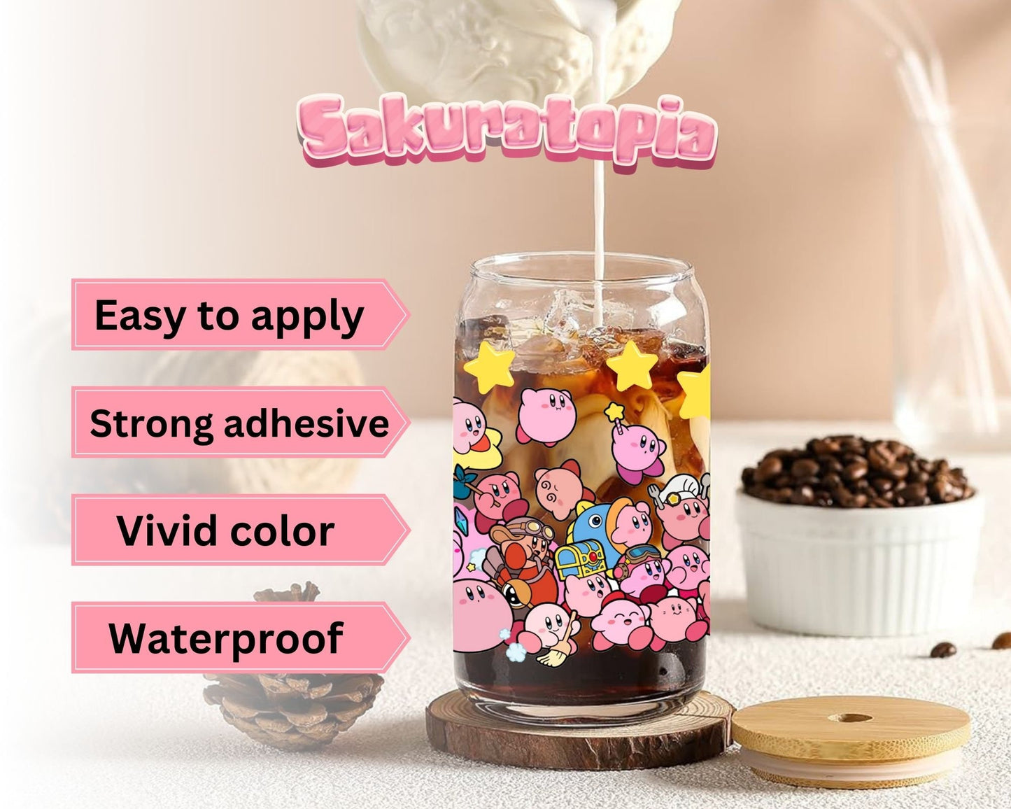 UVDTF Anime Cup Wrap, Ready to Use Glass Cup Wrap for Glass Can | Ready to Apply UVDTF, UVDTF Transfers