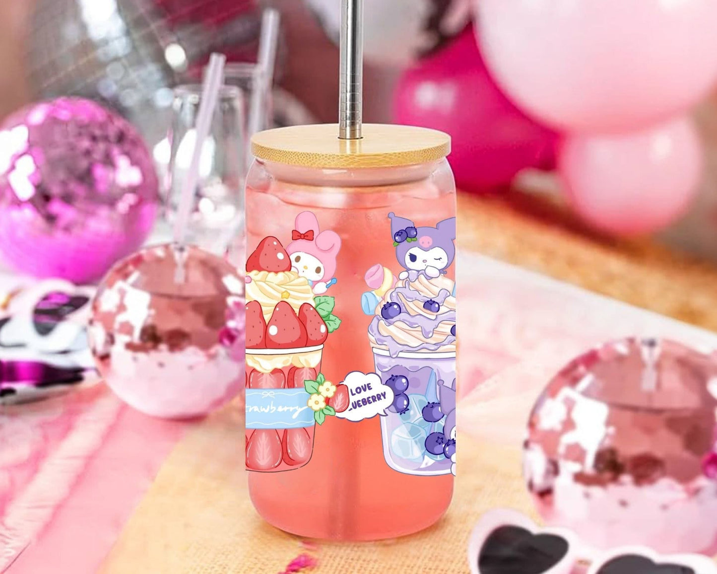 UVDTF Sanrio Anime Cup Wrap, Ready to Use Glass Cup Wrap for Glass Can | Ready to Apply UVDTF, UVDTF Transfers
