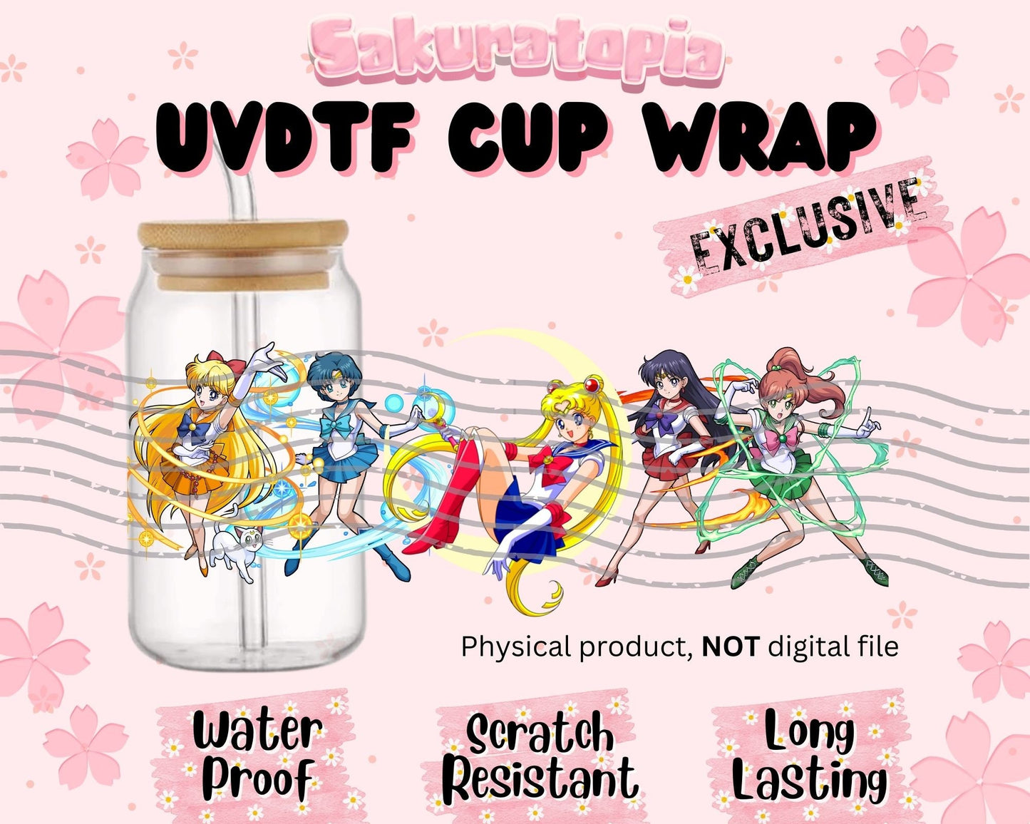 UVDTF Anime Cup Wrap, Ready to Use Glass Cup Wrap for Glass Can | Ready to Apply UVDTF, UVDTF Transfers