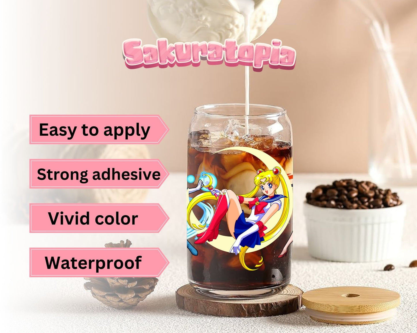 UVDTF Anime Cup Wrap, Ready to Use Glass Cup Wrap for Glass Can | Ready to Apply UVDTF, UVDTF Transfers