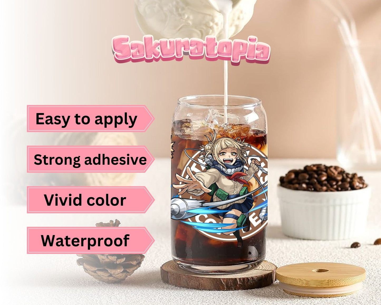 UVDTF Anime Cup Wrap, Ready to Use Glass Cup Wrap for Glass Can | Ready to Apply UVDTF, UVDTF Transfers