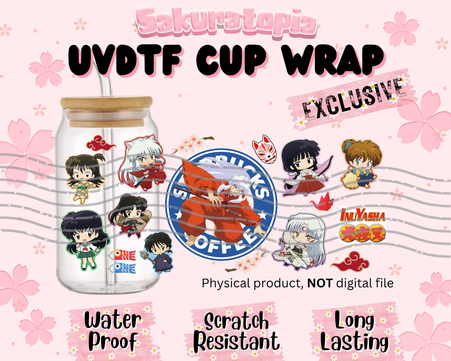 UVDTF Anime Cup Wrap, Ready to Use Glass Cup UVDTF transfers for Glass Can | Ready to Apply UVDTF wraps for Libbey Glass