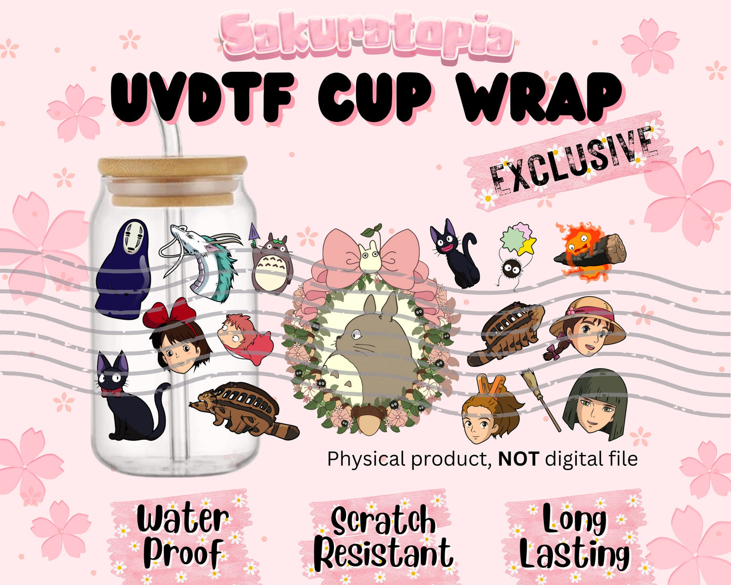 UVDTF Anime Cup Wrap, Ready to Use Glass Cup UVDTF transfers for Glass Can | Ready to Apply UVDTF wraps for Libbey Glass