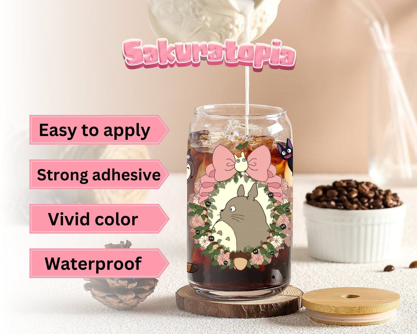 UVDTF Anime Cup Wrap, Ready to Use Glass Cup UVDTF transfers for Glass Can | Ready to Apply UVDTF wraps for Libbey Glass