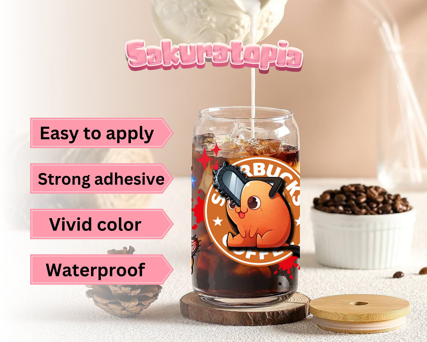 UVDTF Anime Cup Wrap, Ready to Use Glass Cup UVDTF transfers for Glass Can | Ready to Apply UVDTF wraps for Libbey Glass
