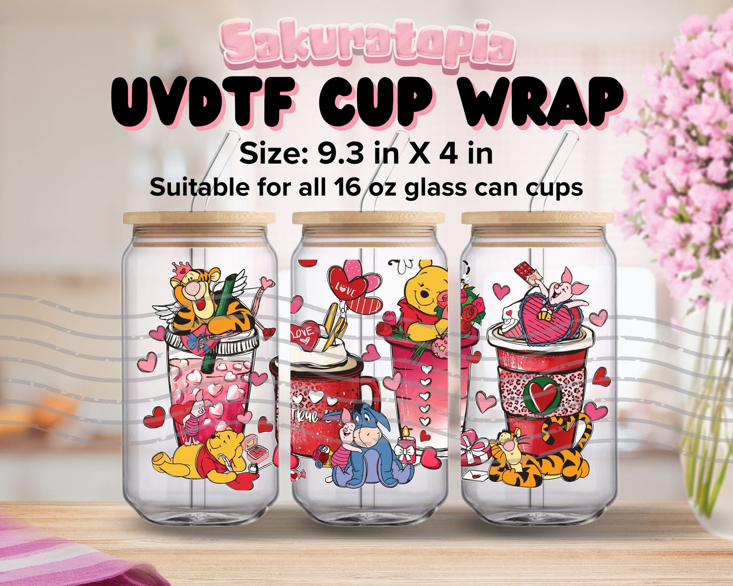 UVDTF Anime Cup Wrap, Ready to Use Glass Cup UVDTF transfers for Glass Can | Ready to Apply UVDTF wraps for Libbey Glass