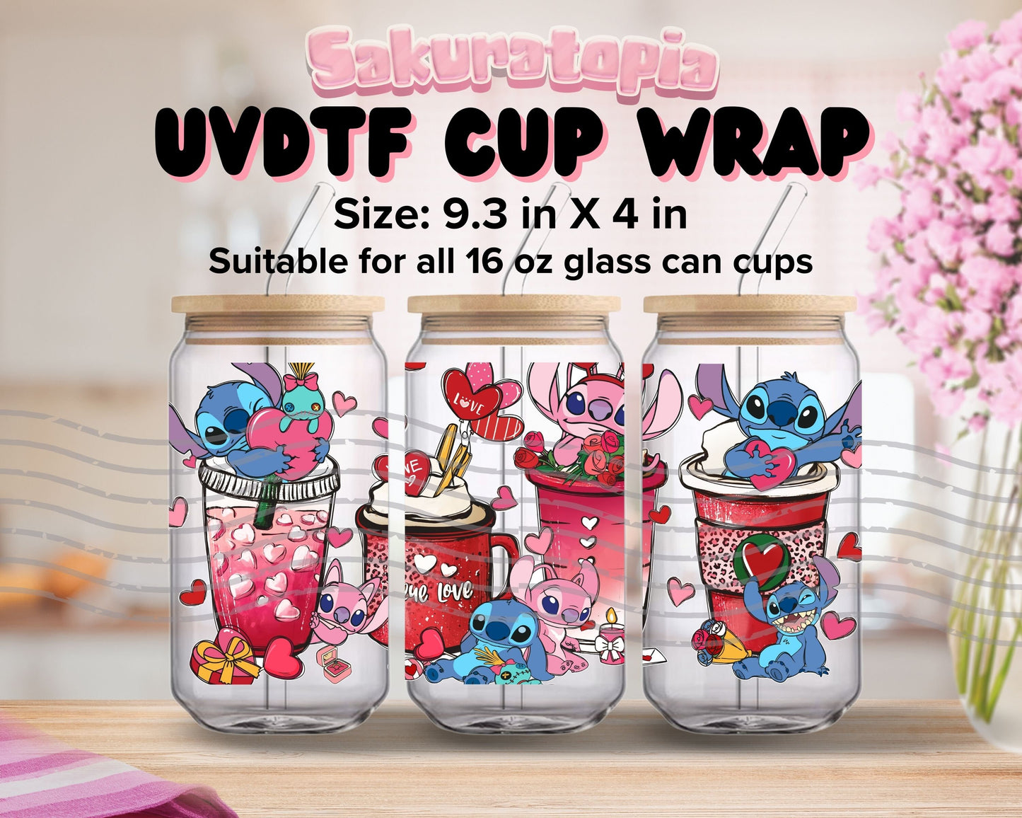 UVDTF Anime Cup Wrap, Ready to Use Glass Cup UVDTF transfers for Glass Can | Ready to Apply UVDTF wraps for Libbey Glass