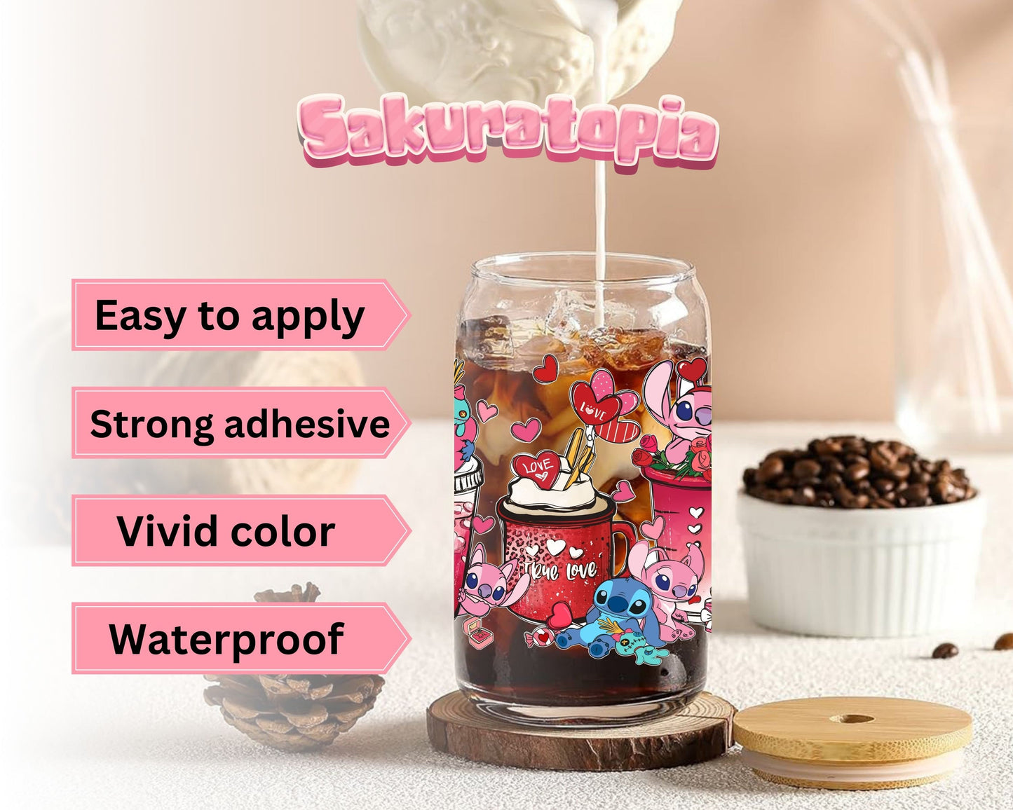 UVDTF Anime Cup Wrap, Ready to Use Glass Cup UVDTF transfers for Glass Can | Ready to Apply UVDTF wraps for Libbey Glass