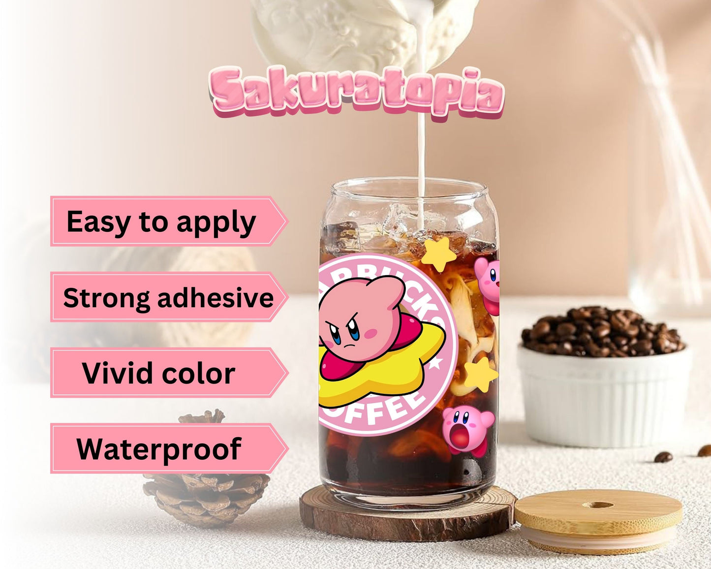 UVDTF Anime Cup Wrap, Ready to Use Glass Cup UVDTF transfers for Glass Can | Ready to Apply UVDTF wraps for Libbey Glass