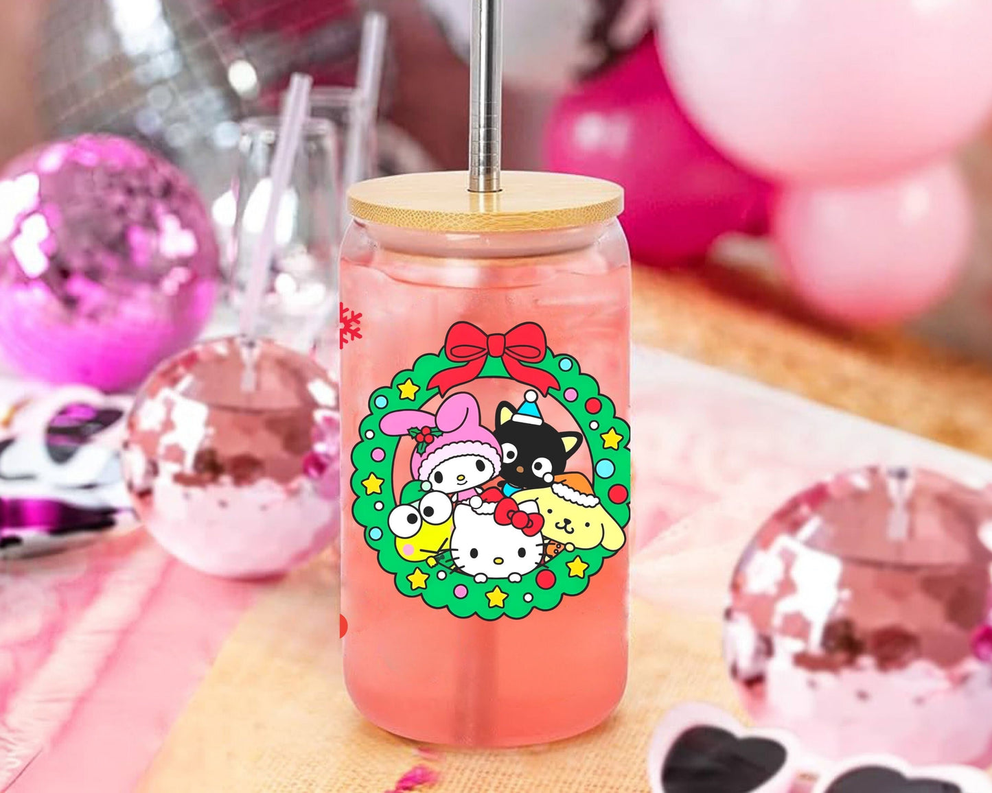 UVDTF Sanrio Anime Cup Wrap, Ready to Use Glass Cup UVDTF transfers for Glass Can | Ready to Apply UVDTF wraps for Libbey Glass