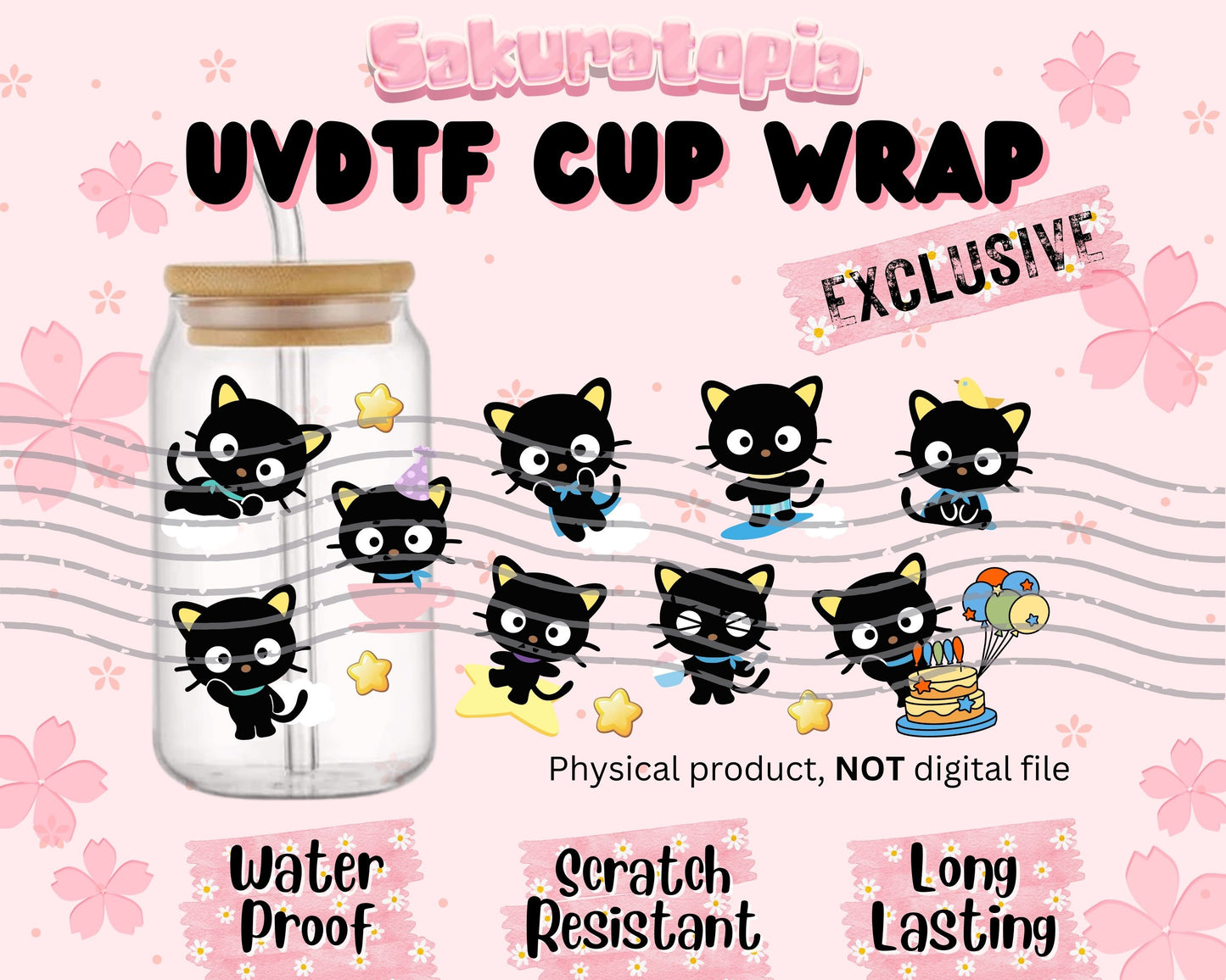 UVDTF Anime Cup Wrap, Ready to Use Glass Cup UVDTF transfers for Glass Can | Ready to Apply UVDTF wraps for Libbey Glass