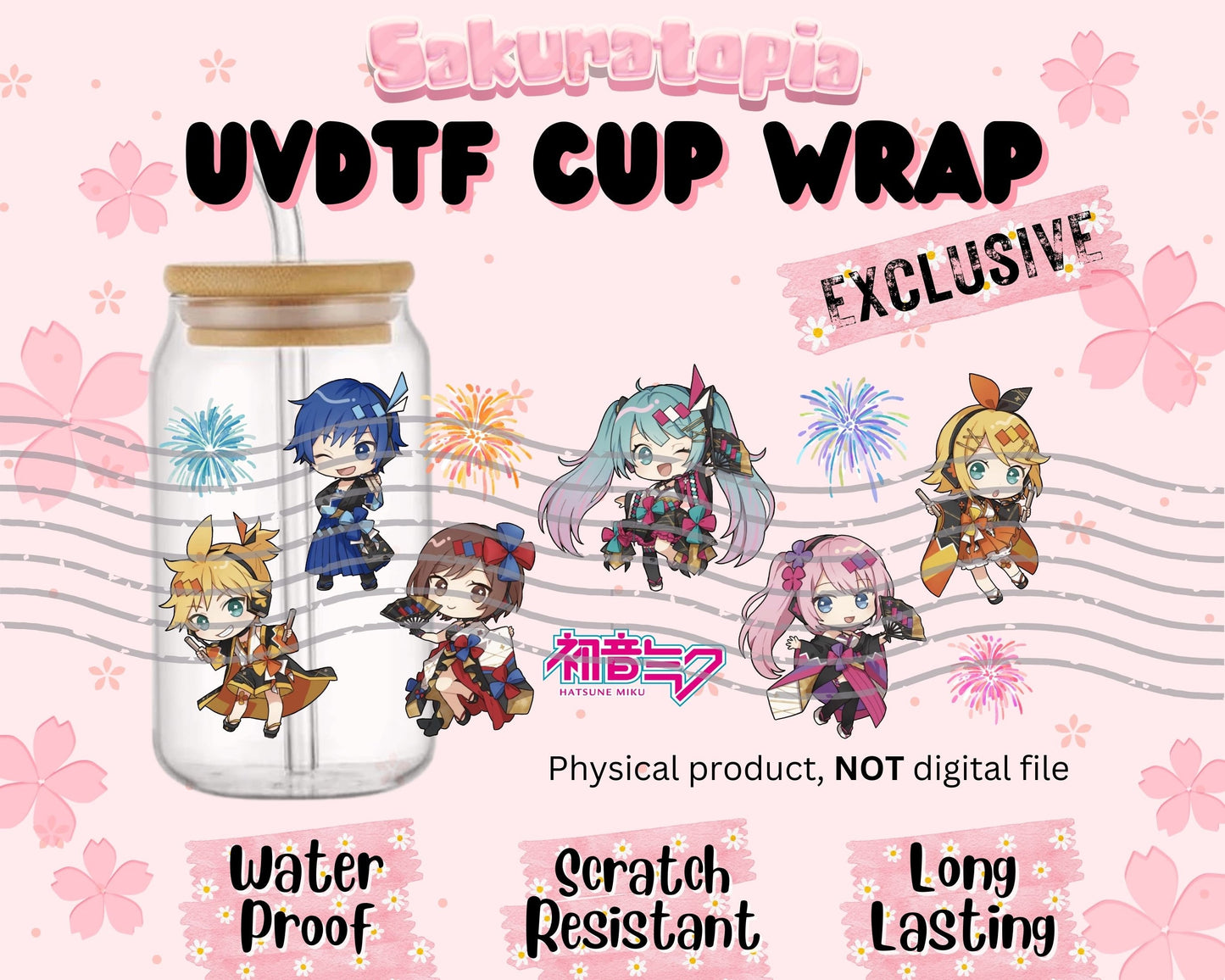 UVDTF Anime Cup Wrap, Ready to Use Glass Cup Wrap for Glass Can | Ready to Apply UVDTF, UVDTF Transfers