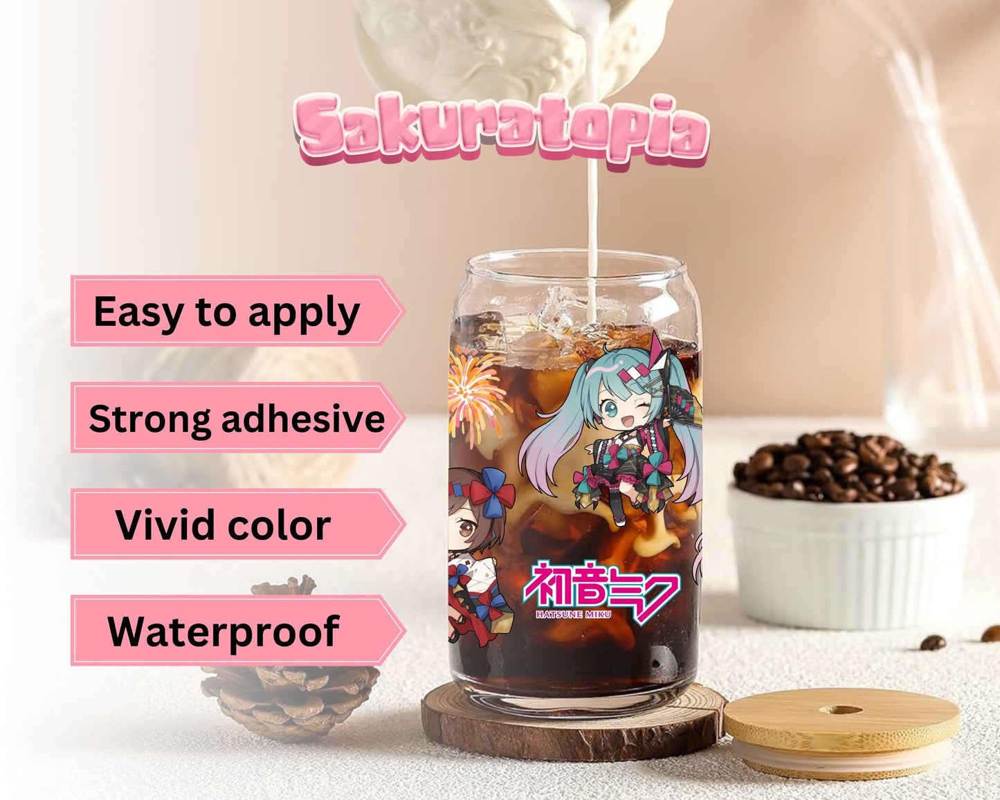 UVDTF Anime Cup Wrap, Ready to Use Glass Cup Wrap for Glass Can | Ready to Apply UVDTF, UVDTF Transfers