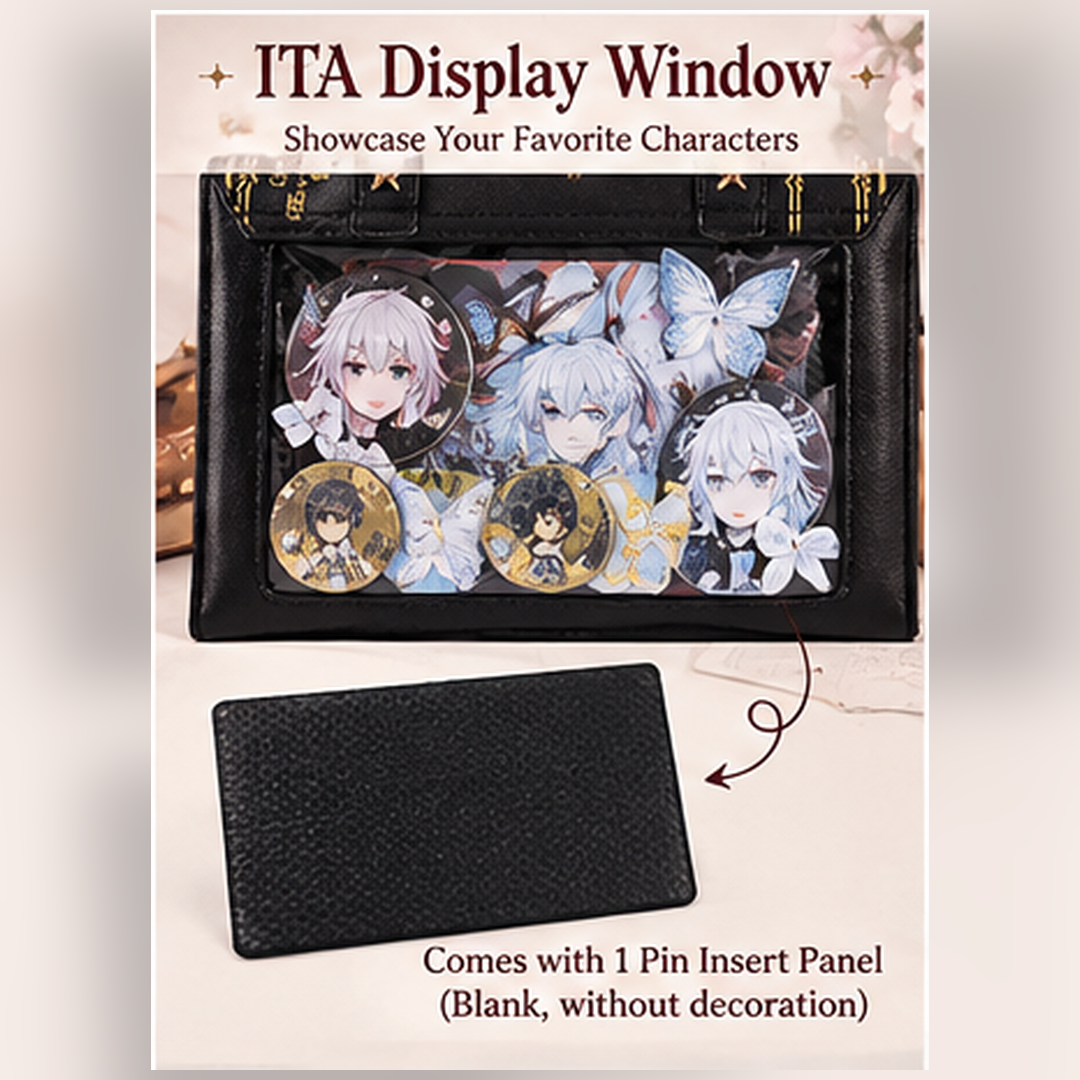 Spell book ita bag, anime ita bag, kawaii display bag, enamel pin ita bag, witchy ita bag, fantasy cosplay bag, kawaii ita crossbody