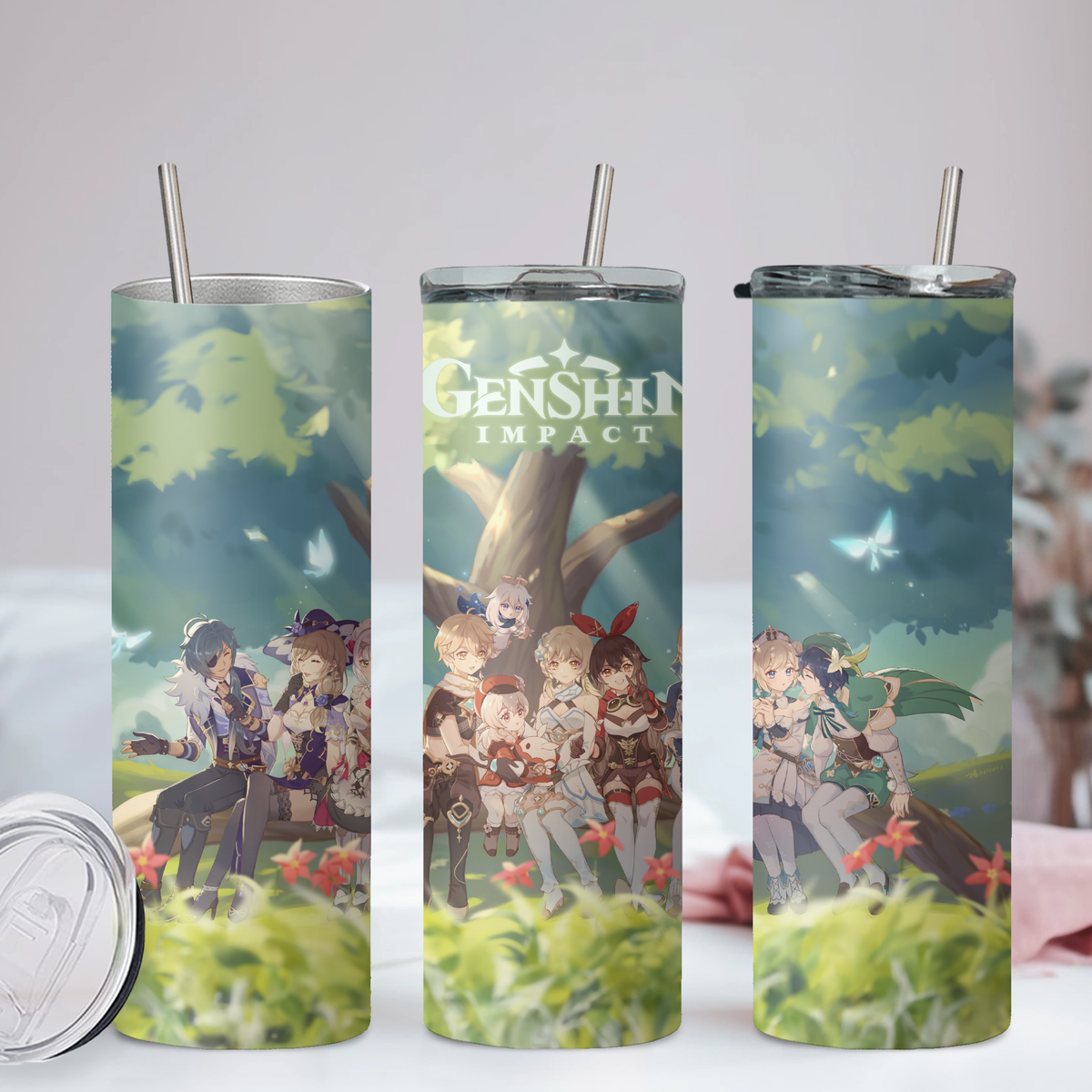 Genshin Impact Collection Anime 20oz Tumbler with Straw and Lid