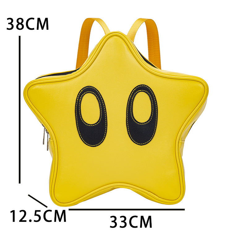 Yellow Star Big Eyes Girl Backpack Y2K