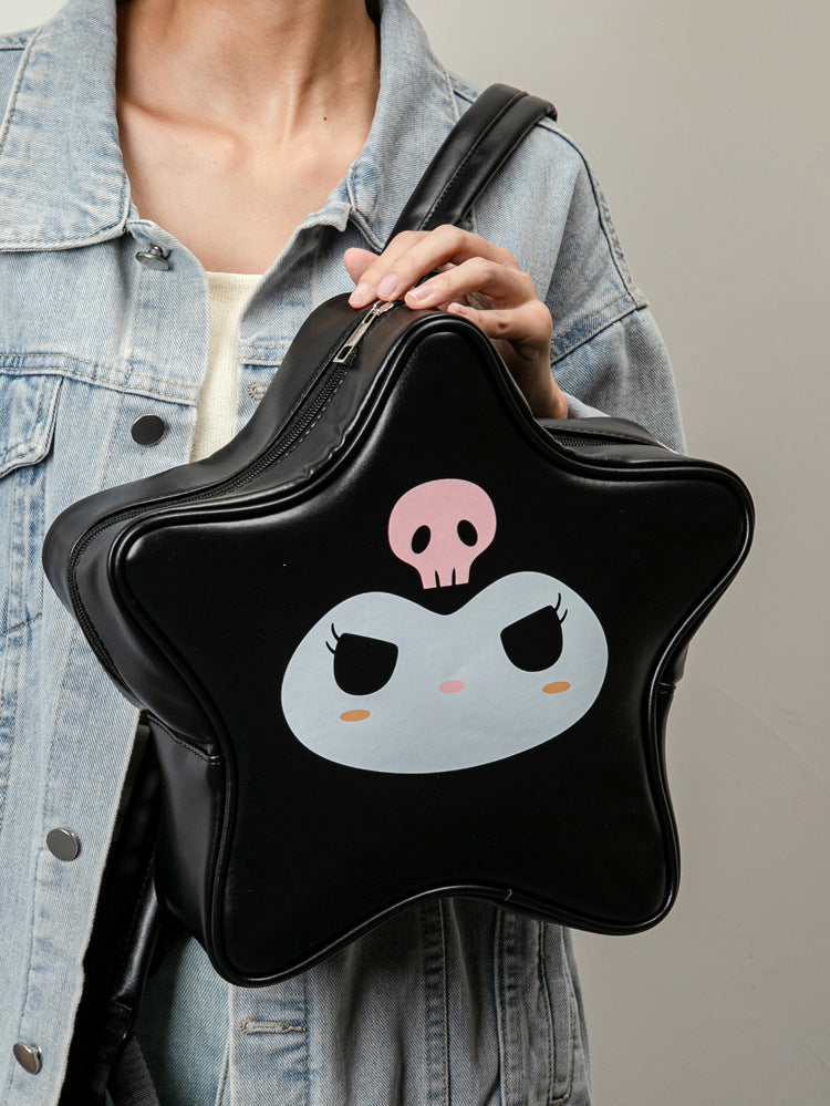 Black Kuromi Star Big Eyes Girl Backpack Y2