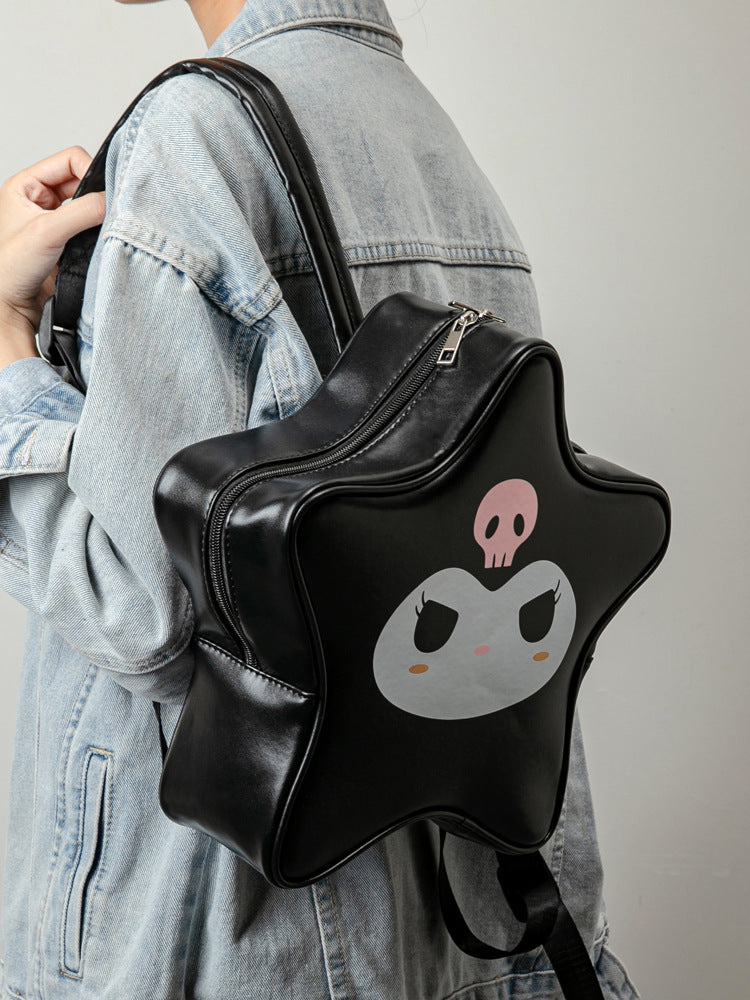 Black Kuromi Star Big Eyes Girl Backpack Y2