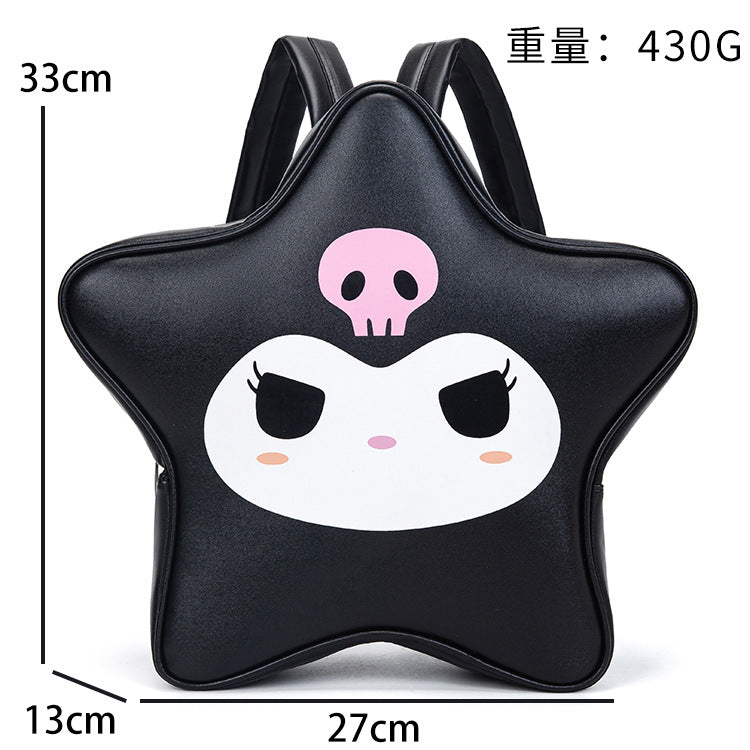 Black Kuromi Star Big Eyes Girl Backpack Y2